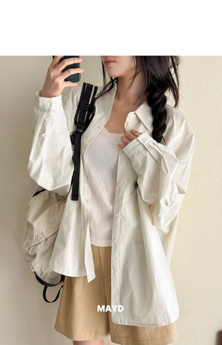 Arming Stripe Oversized Long Sleeve Shirt Unisex Shirt