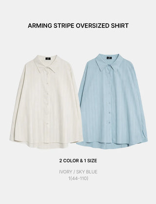 Arming Stripe Oversized Long Sleeve Shirt Unisex Shirt