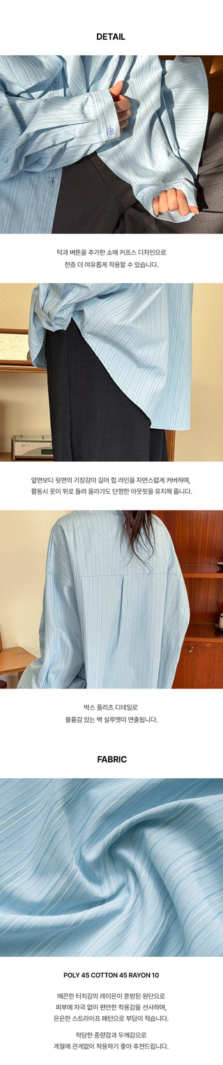 Arming Stripe Oversized Long Sleeve Shirt Unisex Shirt