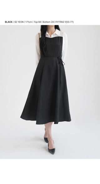 Bring Color Block Shirt Flare Long Dress Wedding Guest Look