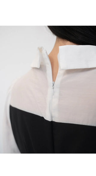Bring Color Block Shirt Flare Long Dress Wedding Guest Look