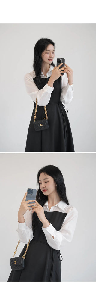 Bring Color Block Shirt Flare Long Dress Wedding Guest Look