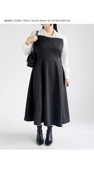 Bring Color Block Shirt Flare Long Dress Wedding Guest Look