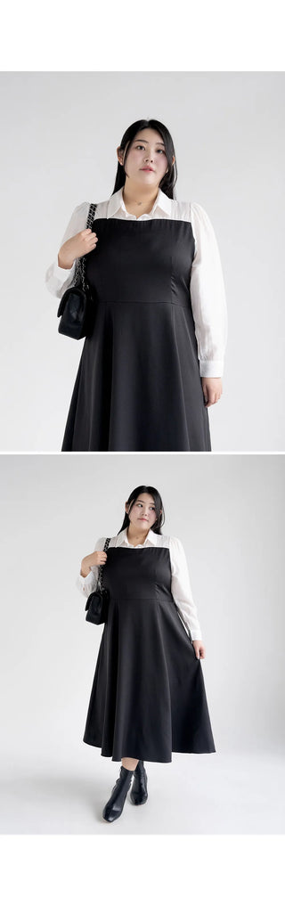 Bring Color Block Shirt Flare Long Dress Wedding Guest Look