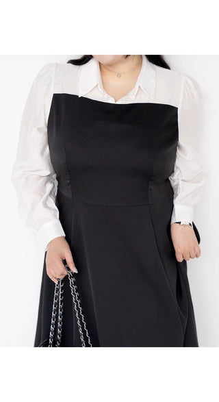 Bring Color Block Shirt Flare Long Dress Wedding Guest Look