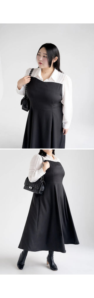 Bring Color Block Shirt Flare Long Dress Wedding Guest Look