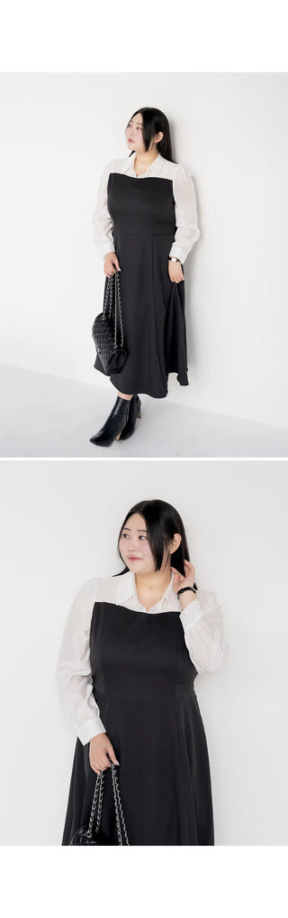 Bring Color Block Shirt Flare Long Dress Wedding Guest Look