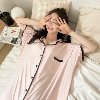 Charang Silk Lace Pajama Dress