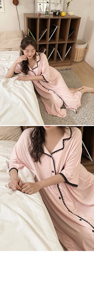 Charang Silk Lace Pajama Dress
