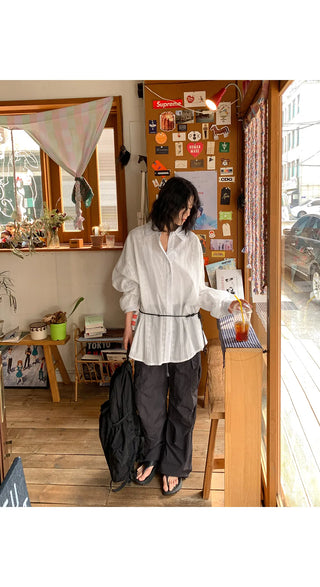 Temisen Length  Nylon Parachute Cargo Wide Pants