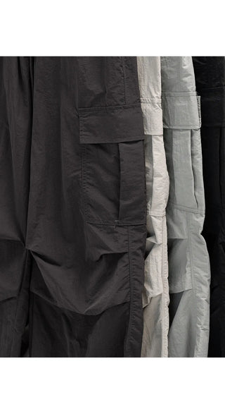 Temisen Length  Nylon Parachute Cargo Wide Pants
