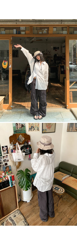 Temisen Length  Nylon Parachute Cargo Wide Pants