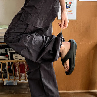 Temisen Length  Nylon Parachute Cargo Wide Pants