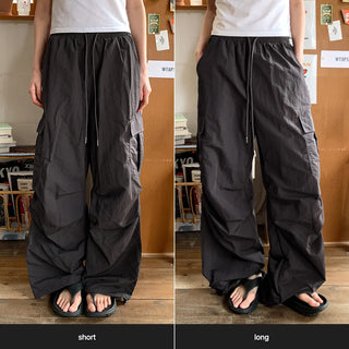 Temisen Length  Nylon Parachute Cargo Wide Pants