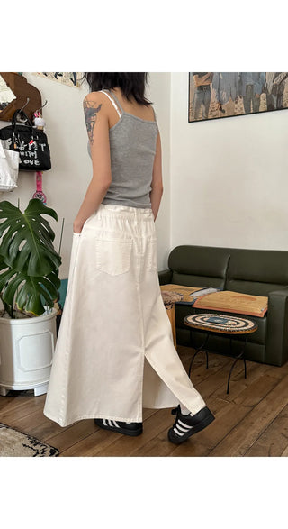 Miem Cotton Back Slit String Maxi Long Skirt