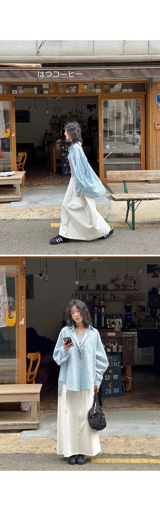 Miem Cotton Back Slit String Maxi Long Skirt