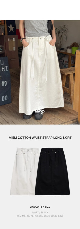 Miem Cotton Back Slit String Maxi Long Skirt
