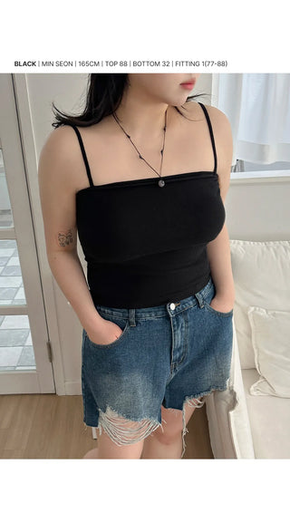 Comfort Built-in Cups Semi-Crop Ribbed Bra Top Sleeveless