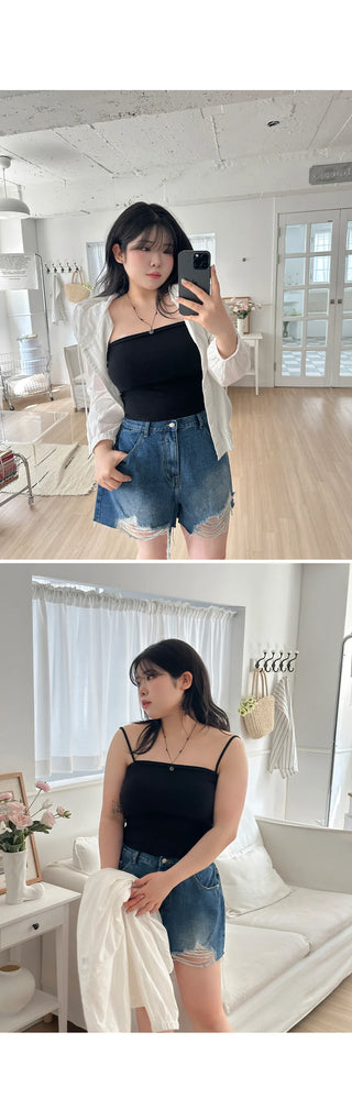 Comfort Built-in Cups Semi-Crop Ribbed Bra Top Sleeveless