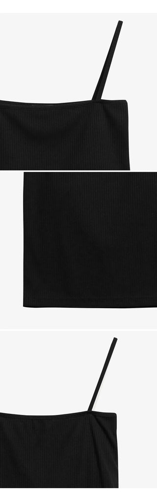 Comfort Built-in Cups Semi-Crop Ribbed Bra Top Sleeveless
