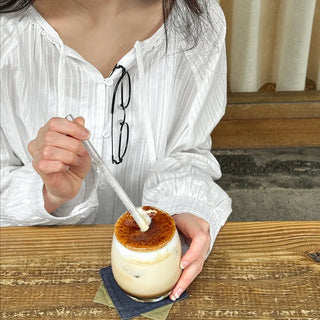 DeHaenin Jacquard Lace Strap Cotton Long Sleeve Blouse