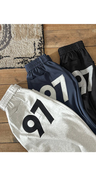 Kinon Lettering Two-Way String Jogger Wide Training Elastic Waist Pants