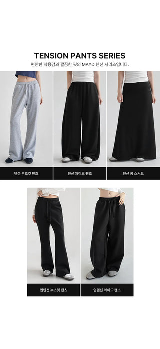 Tension Flare A-Line Elastic Waist Maxi Long Skirt Spandex Skirt