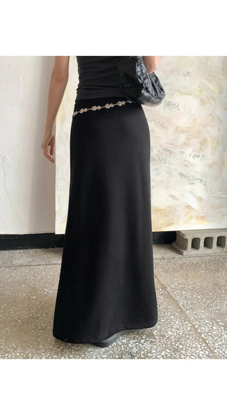 Tension Flare A-Line Elastic Waist Maxi Long Skirt Spandex Skirt