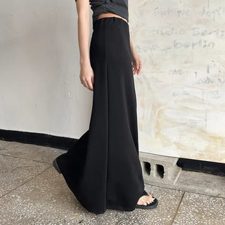 Tension Flare A-Line Elastic Waist Maxi Long Skirt Spandex Skirt