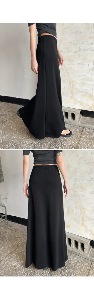 Tension Flare A-Line Elastic Waist Maxi Long Skirt Spandex Skirt