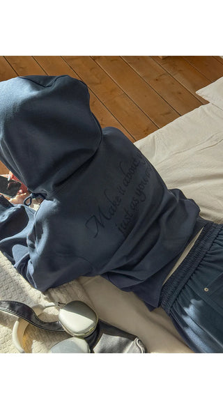 Maen Special Double-Sided Semi-Crop Two-Way Lettering Embroidered Training Zip-Up Hoodie