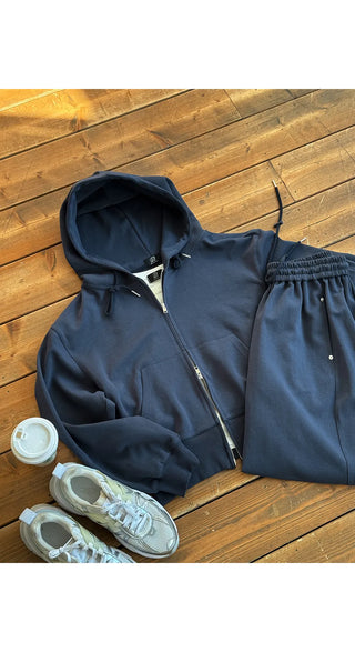 Maen Special Double-Sided Semi-Crop Two-Way Lettering Embroidered Training Zip-Up Hoodie