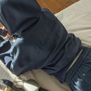 Maen Special Double-Sided Semi-Crop Two-Way Lettering Embroidered Training Zip-Up Hoodie