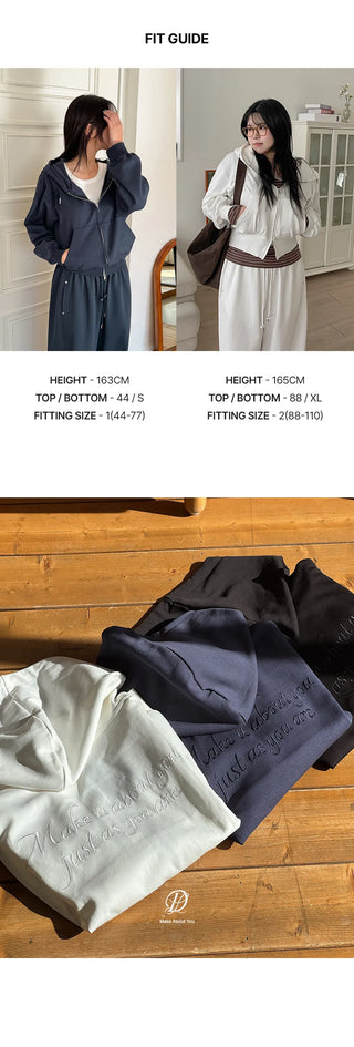 Maen Special Double-Sided Semi-Crop Two-Way Lettering Embroidered Training Zip-Up Hoodie