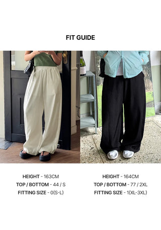 Teku All-Waisted Flowy Folding Side Pintuck Two-Way String Jogger Wide Training Pants