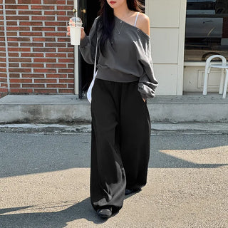 Teku All-Waisted Flowy Folding Side Pintuck Two-Way String Jogger Wide Training Pants