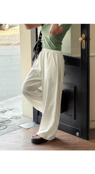 Teku All-Waisted Flowy Folding Side Pintuck Two-Way String Jogger Wide Training Pants