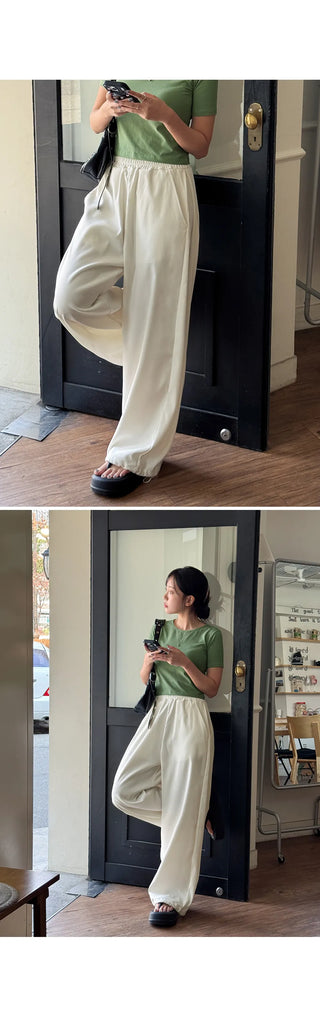 Teku All-Waisted Flowy Folding Side Pintuck Two-Way String Jogger Wide Training Pants