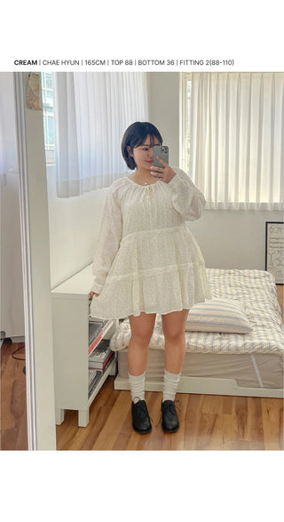 Murine Flower Small Floral Lace Tiered Ribbon Strap Mini Dress