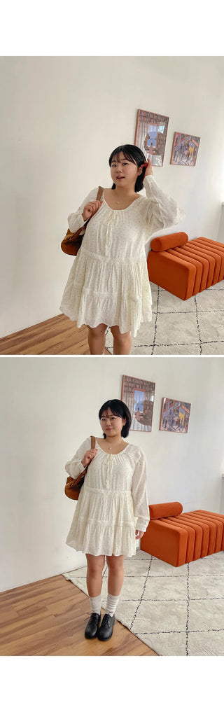 Murine Flower Small Floral Lace Tiered Ribbon Strap Mini Dress