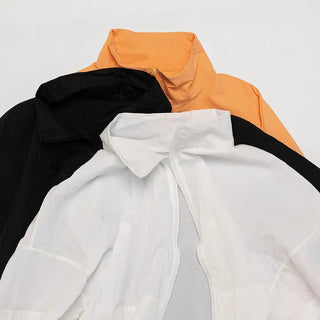 Abif String Short Sleeve Zip-Up Windbreaker