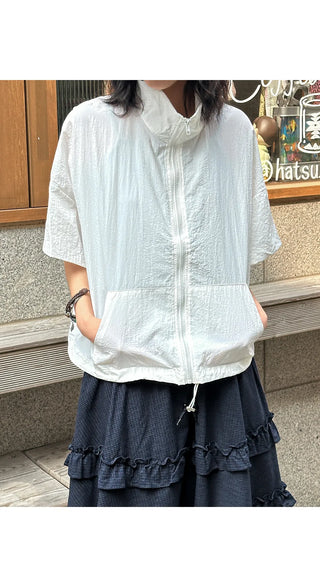 Abif String Short Sleeve Zip-Up Windbreaker