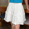 Hishu Wrinkle Dot A-Line Tiered Frill Elastic Waist Mini Skirt