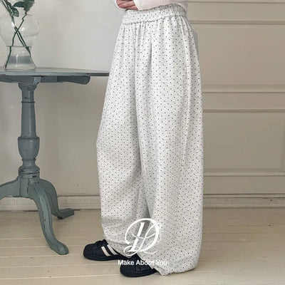 Tension Dot Pintuck Two-Way String Jogger Wide Training Elastic Waist Pants