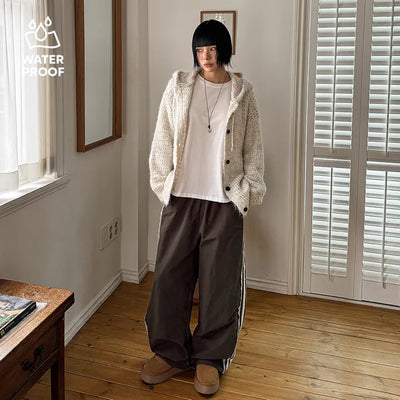 Laro Nylon Lace Track String Jogger Wide Two-Way Elastic Pants Trousers Gorpcore Look