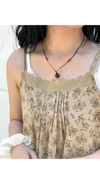 Nila Vintage Flower Lace Cotton Layered Flare Bustier Strappy Sleeveless Mini Dress