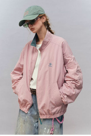[Monterest] Water-Resistant Contrast Collar Zip Jacket
