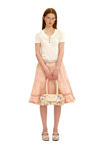 [Moromoro2] Layered Waist Ruffle A-Line  Skirt