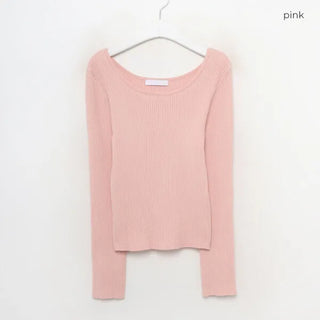 U-neck ribbed knit
