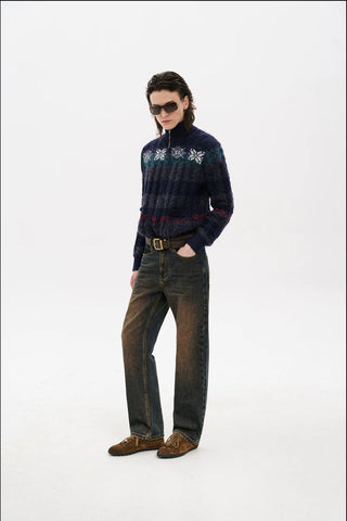 [MASONPRINCE] Fair Isle Cable Knit Wool Blend Cardigan